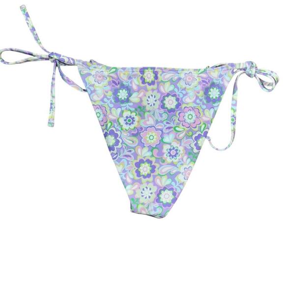 Adore Me Purple Floral Paisley String Bikini Bottom Womens M Swim Beach Vacation - Picture 1 of 10